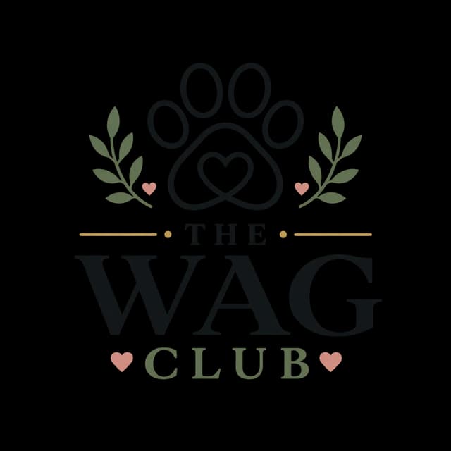 The Wag Club stacked emblem — a paw print with a heart, framed by laurels
