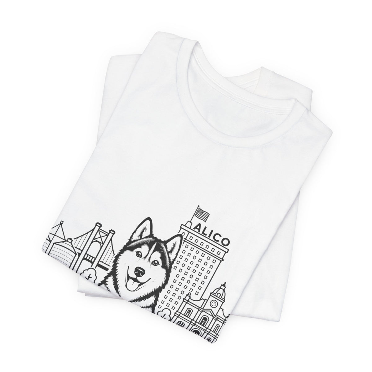 Keep Waco Wagging — Siberian Husky and Waco skyline artwork, packaging or scale reference
