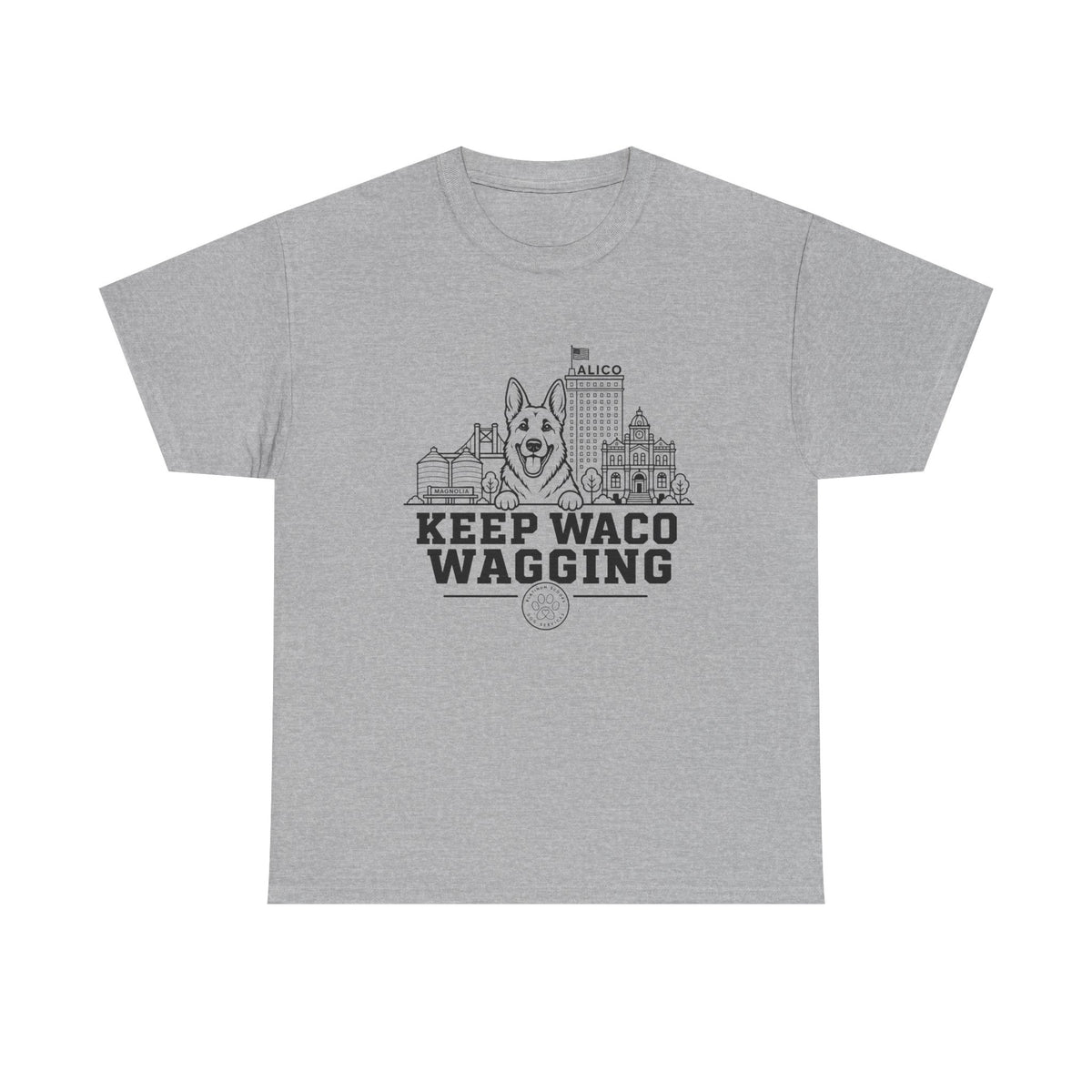 Keep Waco Wagging T-Shirt — Waco Landmark Dog Tee
