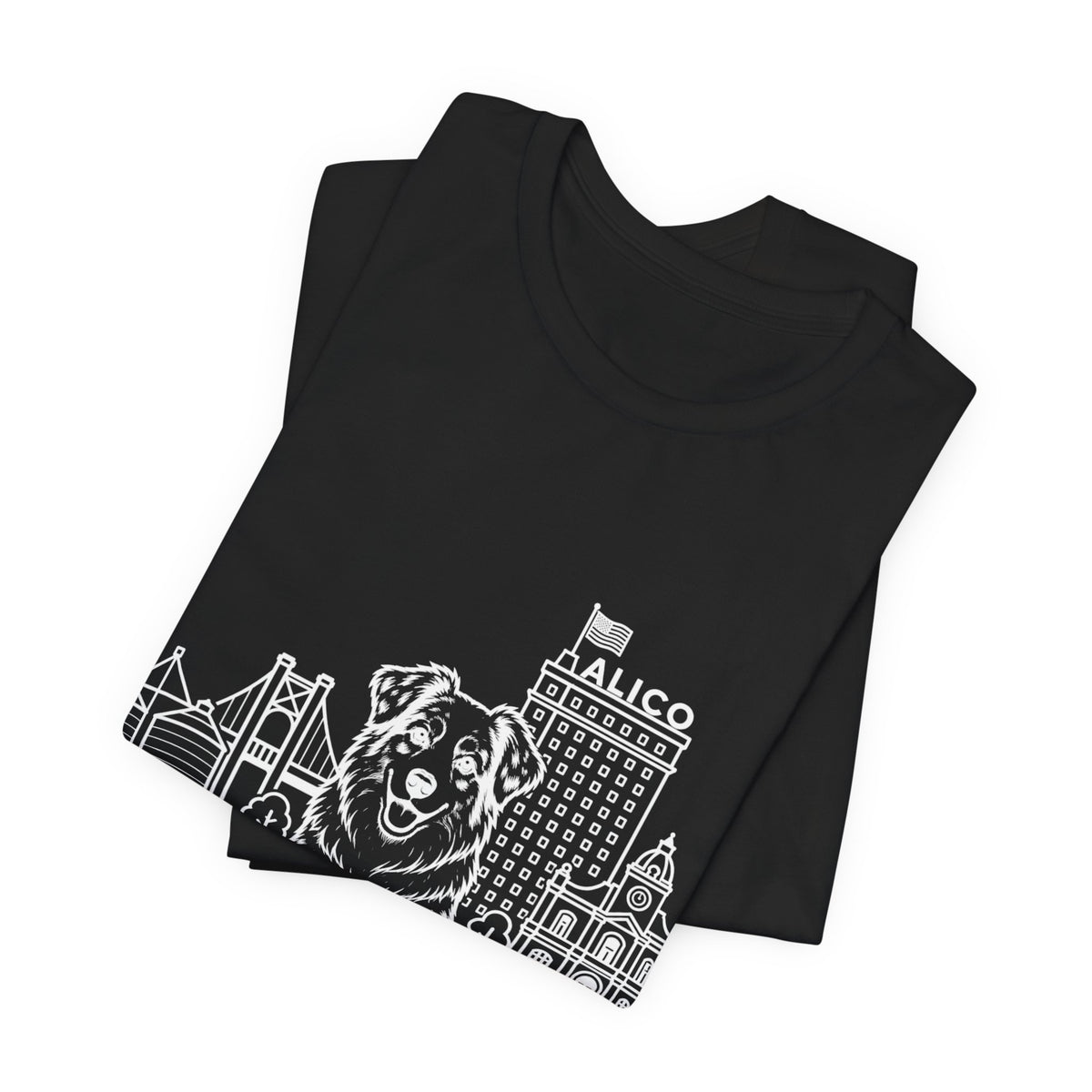 Keep Waco Wagging — Australian Shepherd and Waco skyline artwork, packaging or scale reference