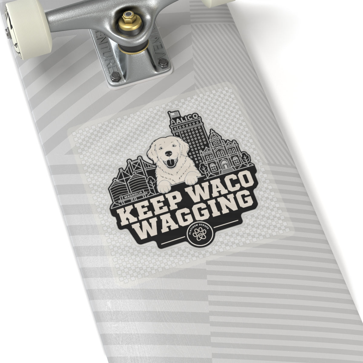 Keep Waco Wagging golden skyline sticker — vinyl sticker, packaging or scale reference