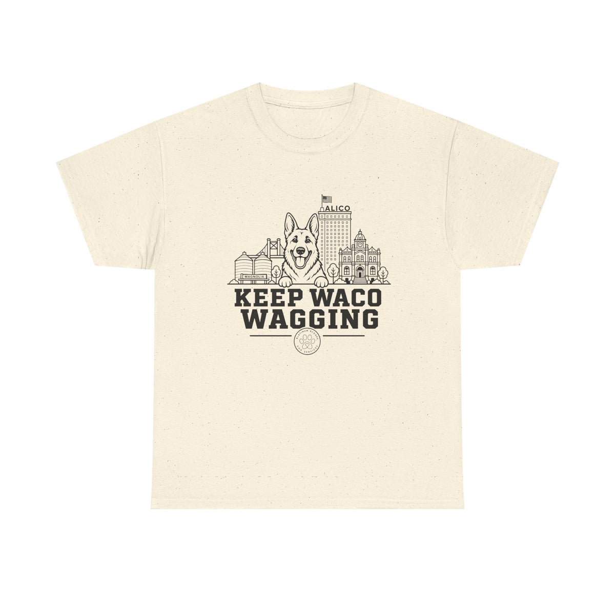 Keep Waco Wagging T-Shirt — Waco Landmark Dog Tee