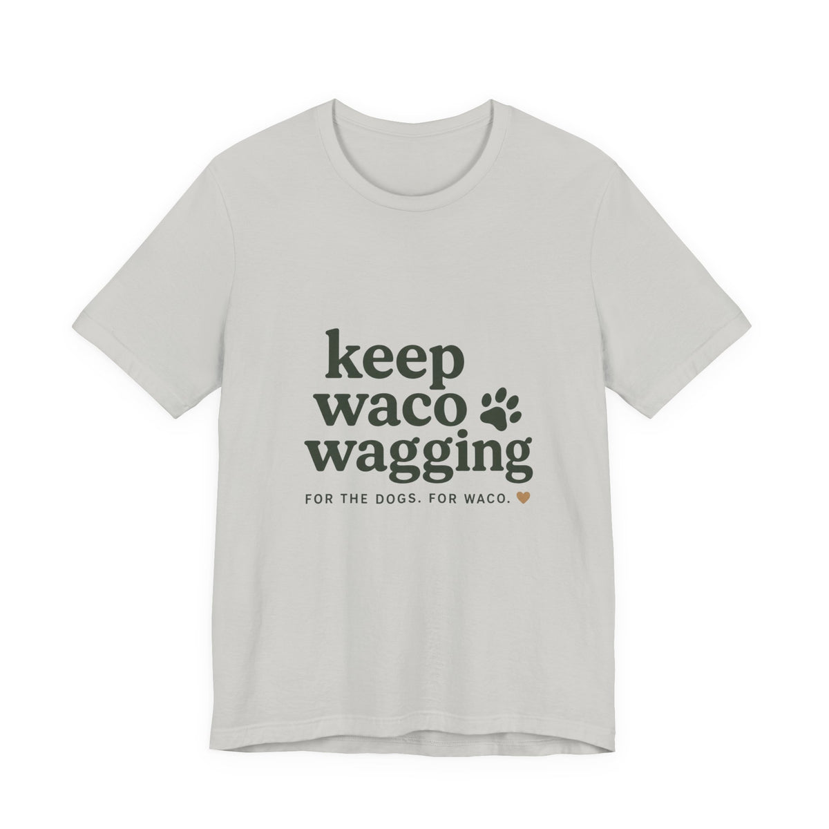 Walks & Treats Waco Streets tee — Waco skyline artwork on Silver tee