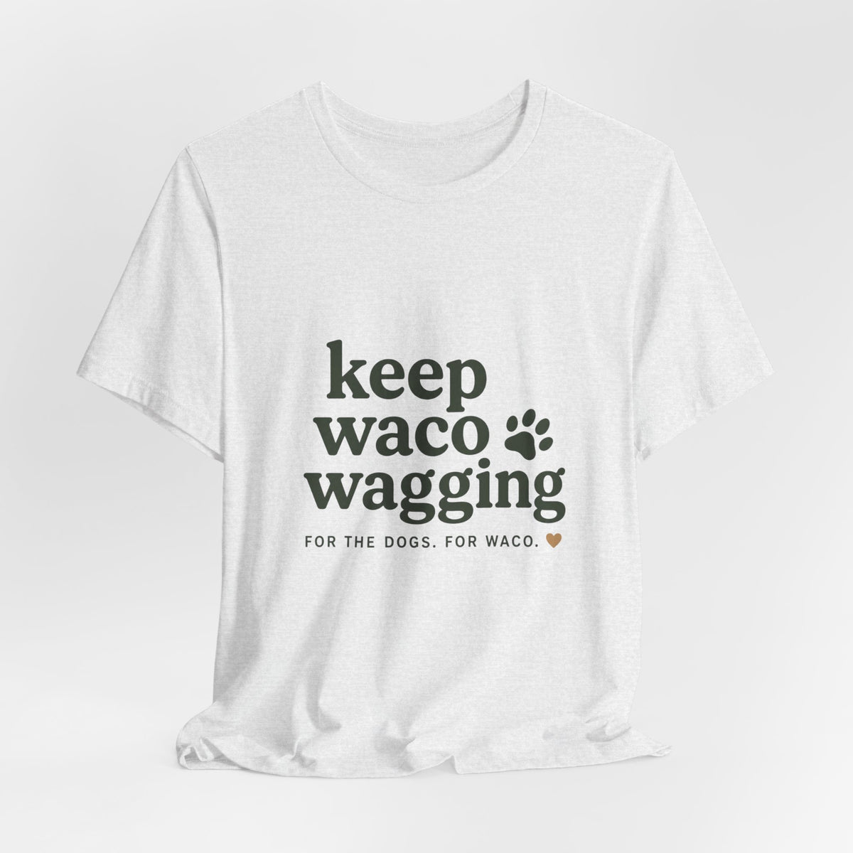 Walks & Treats Waco Streets tee — Waco skyline artwork, packaging or scale reference