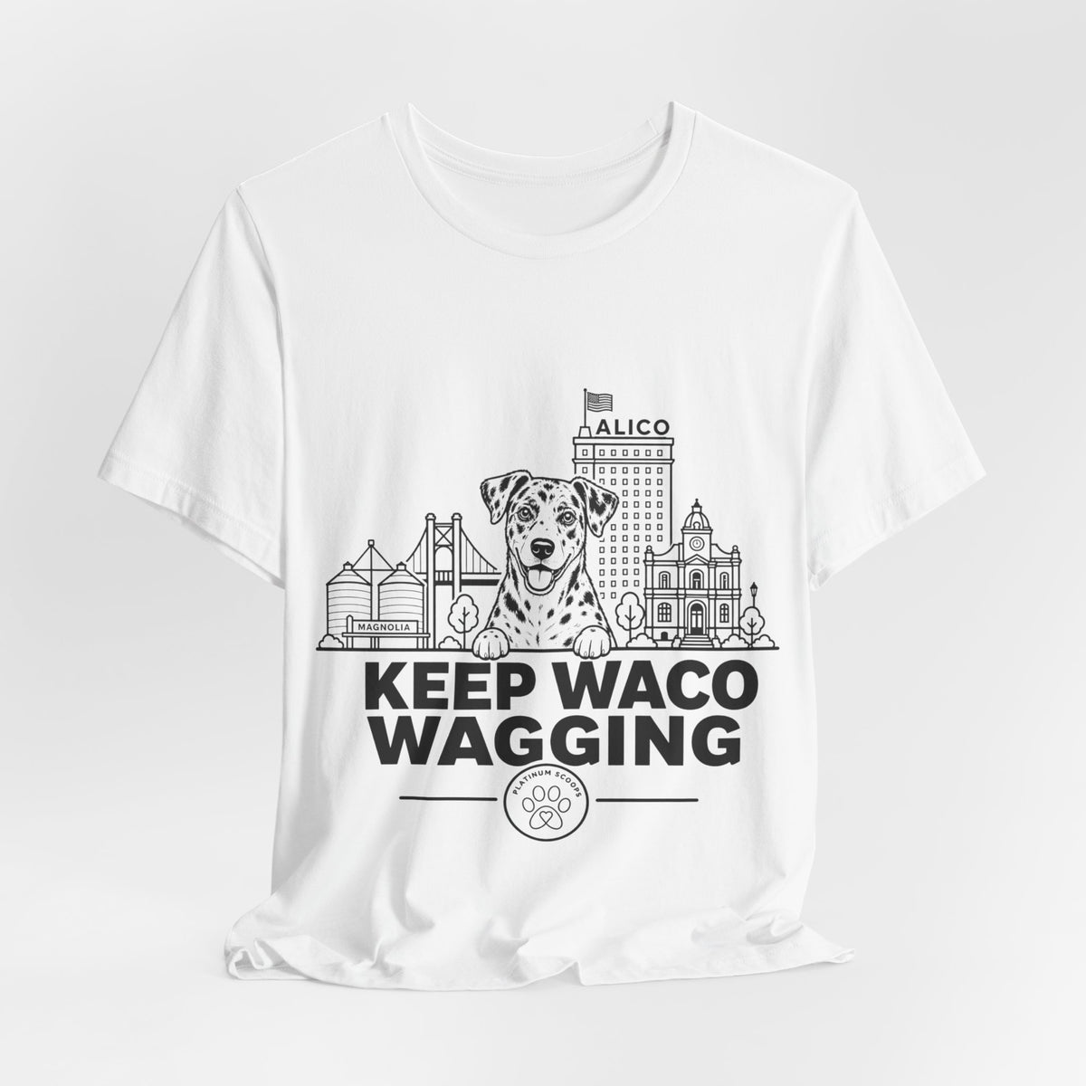 Keep Waco Wagging — Catahoula and Waco skyline artwork, packaging or scale reference