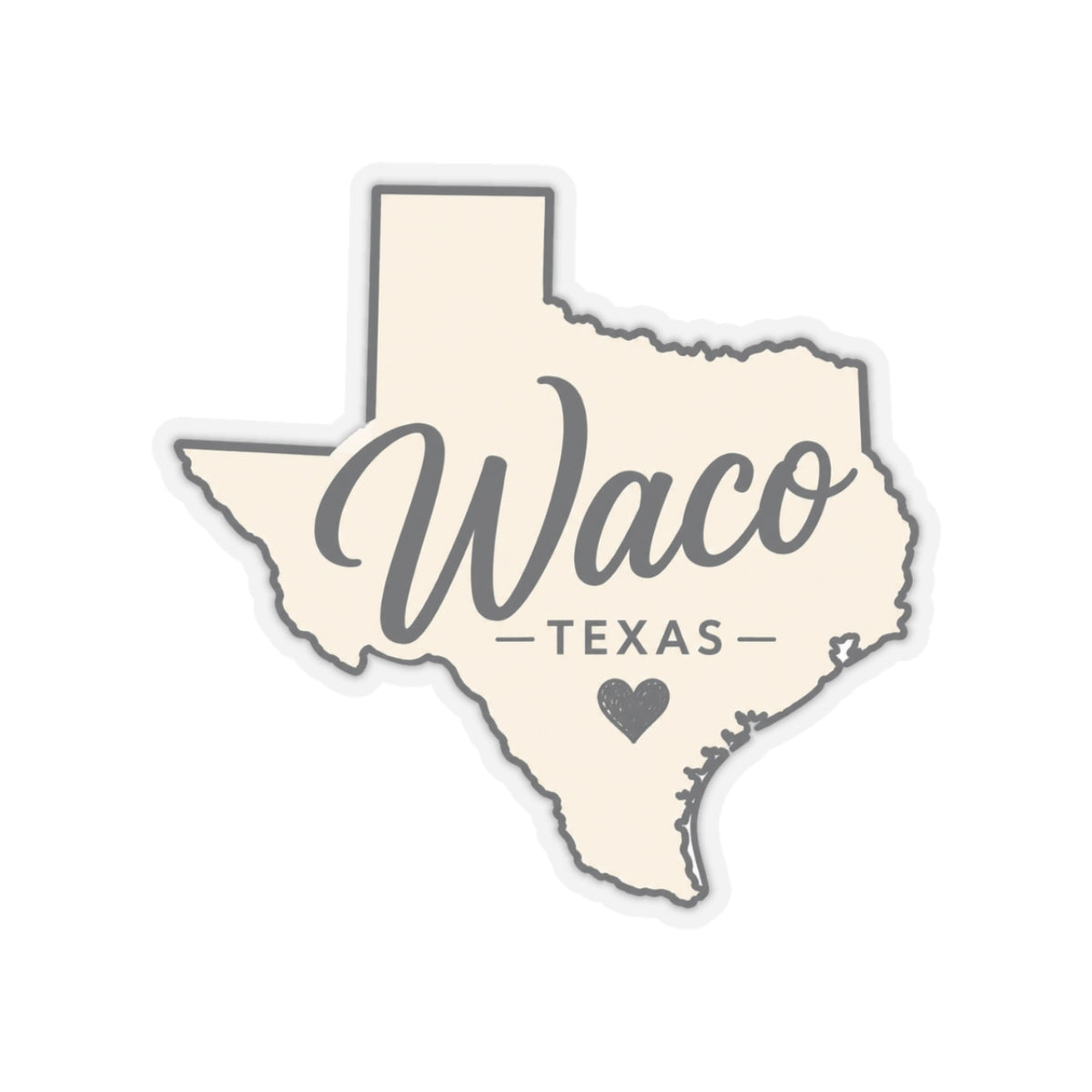 Waco Texas sticker — vinyl sticker, close-up of artwork