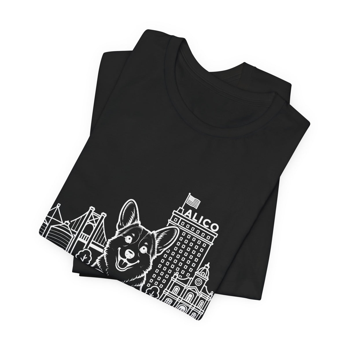 Keep Waco Wagging — Corgi and Waco skyline artwork, packaging or scale reference