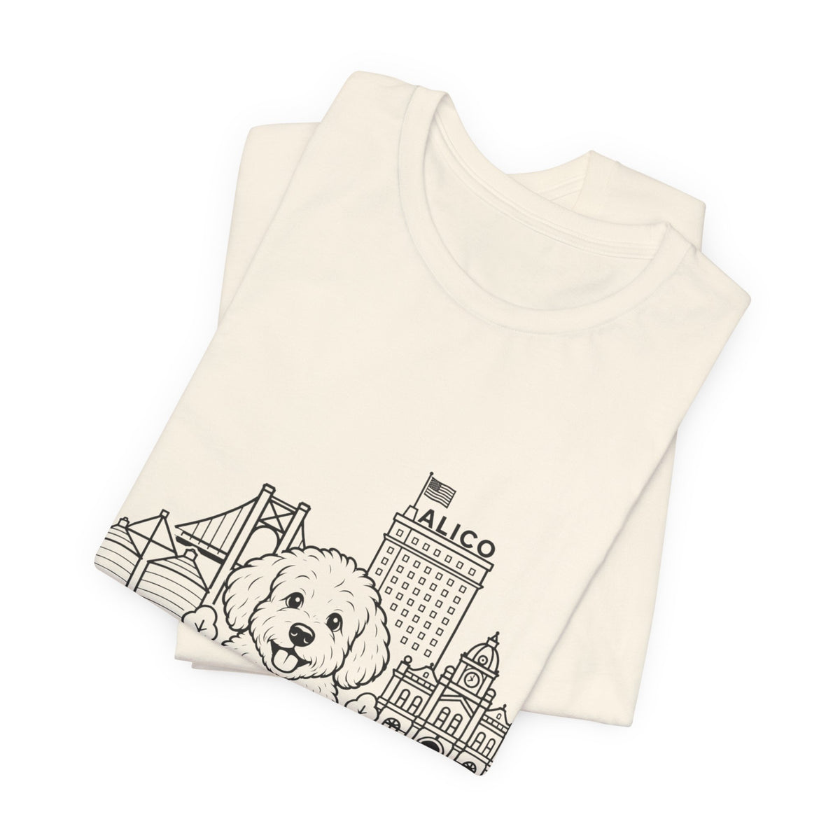 Keep Waco Wagging Maltipoo Edition — Maltipoo and Waco skyline artwork, packaging or scale reference