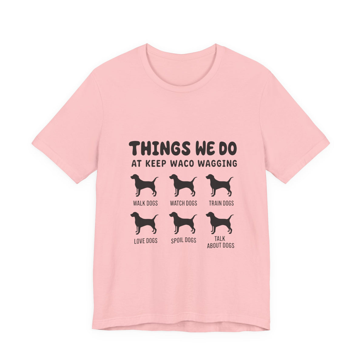 Dog Rescue Volunteer T-Shirt — Waco skyline artwork on Pink tee