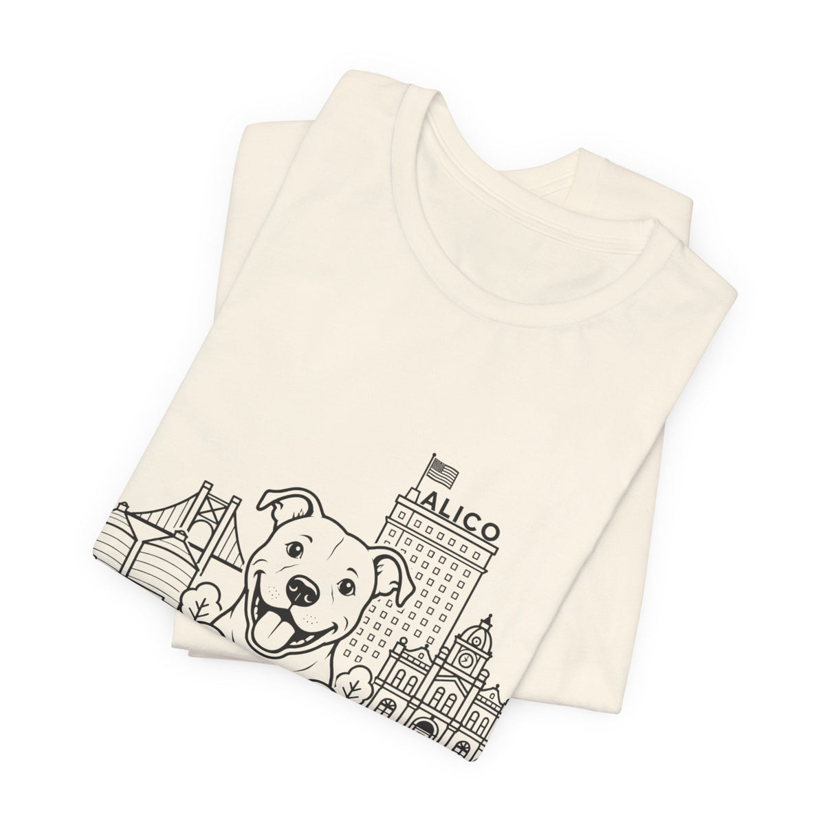 Keep Waco Wagging Pittie Edition — Pittie and Waco skyline artwork, packaging or scale reference