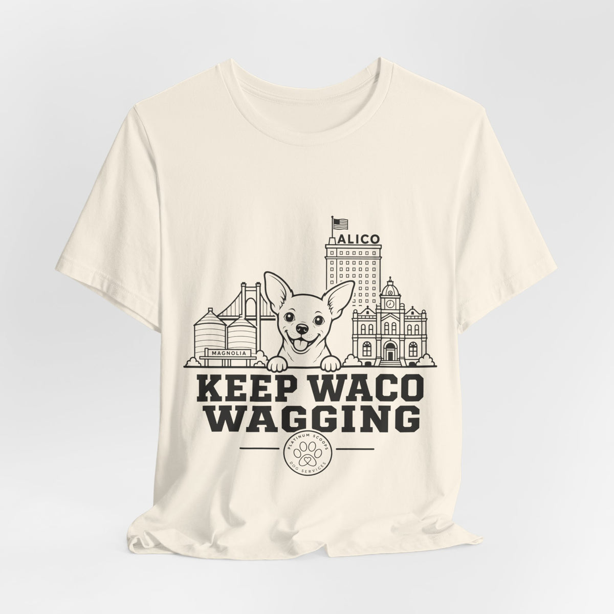 Keep Waco Wagging Chihuahua Edition — Chihuahua and Waco skyline artwork, packaging or scale reference