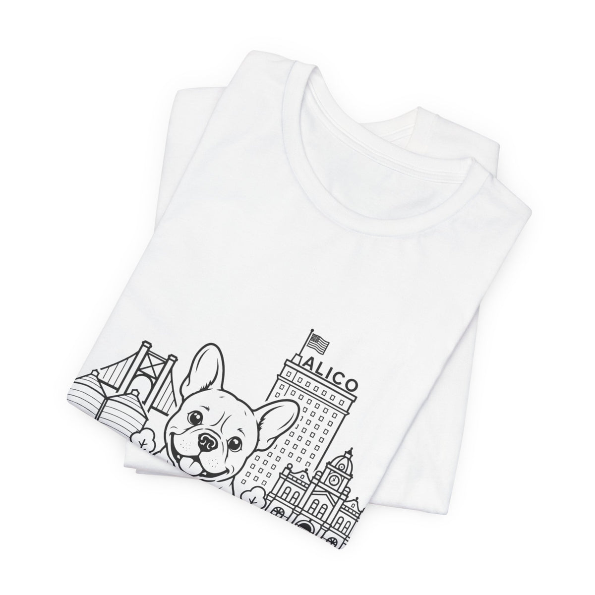 Keep Waco Wagging Frenchie Edition — Frenchie and Waco skyline artwork, packaging or scale reference