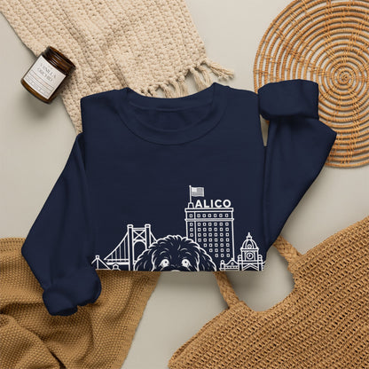 Waco Maltipoo Sweatshirt — Maltipoo and Waco skyline artwork, packaging or scale reference