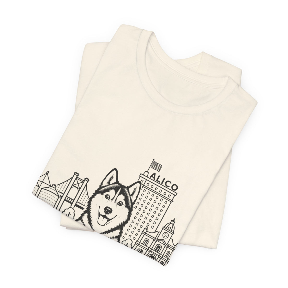 Keep Waco Wagging — Siberian Husky and Waco skyline artwork, packaging or scale reference