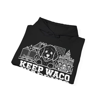 Waco Maltipoo Hoodie — Maltipoo and Waco skyline artwork, packaging or scale reference