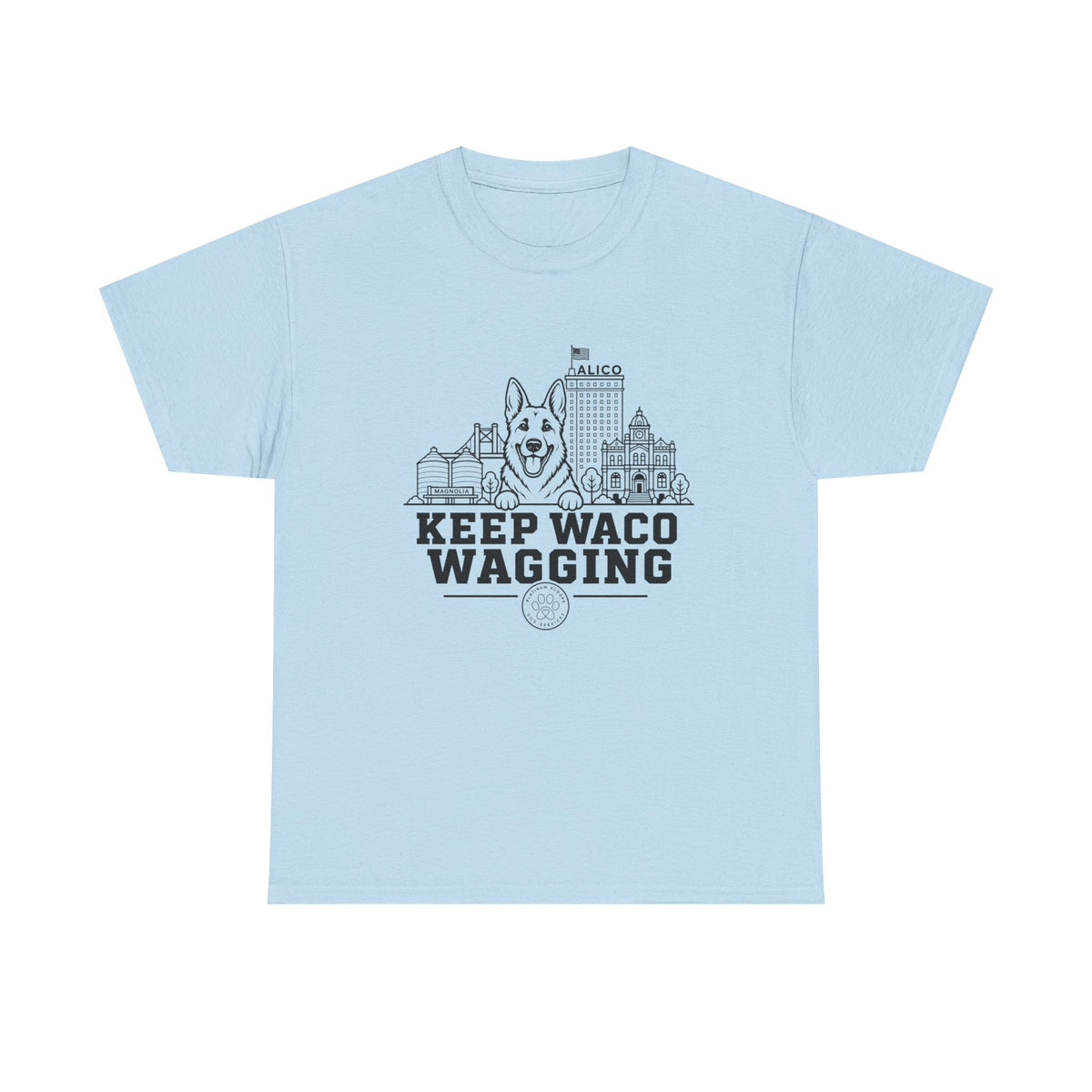 Keep Waco Wagging T-Shirt — Waco Landmark Dog Tee