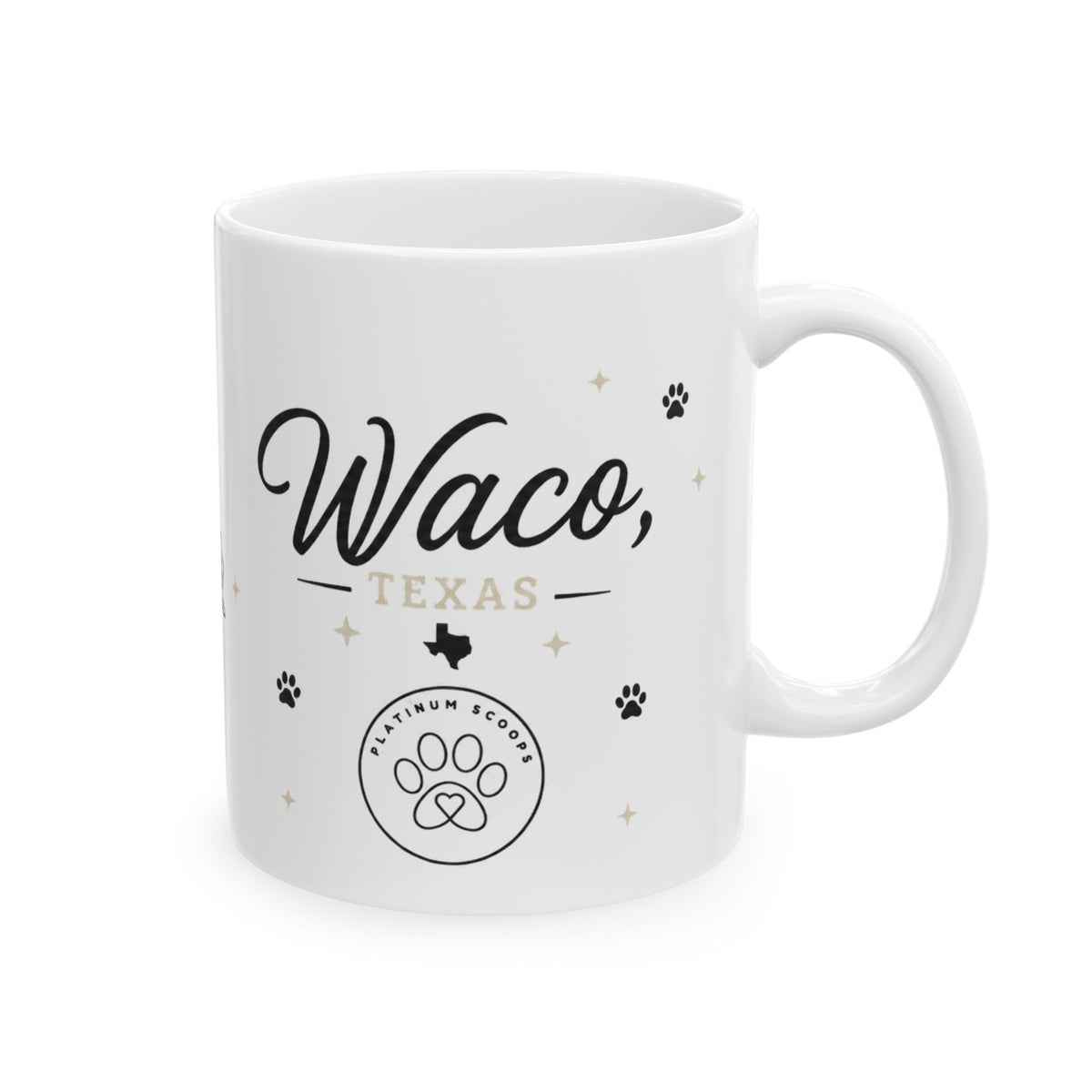 Keep Waco Wagging ceramic mug — Waco skyline mug, detail view