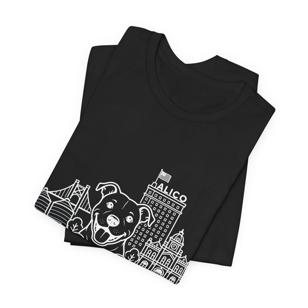 Keep Waco Wagging Pittie Edition — Pittie and Waco skyline artwork, packaging or scale reference