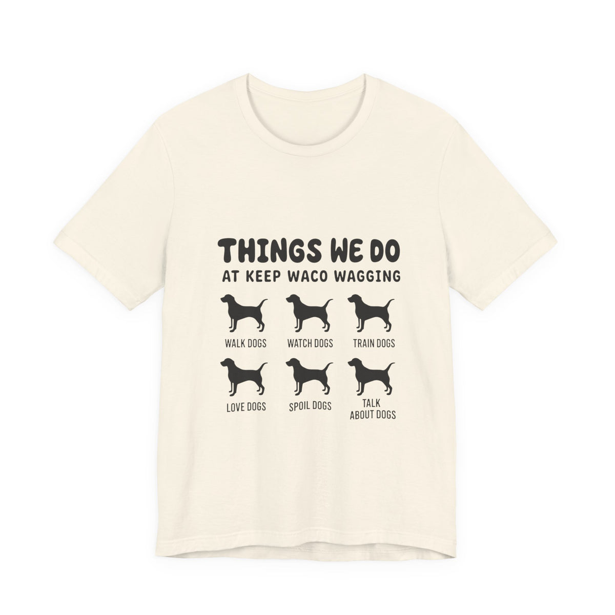 Dog Rescue Volunteer T-Shirt — Waco skyline artwork on Natural tee