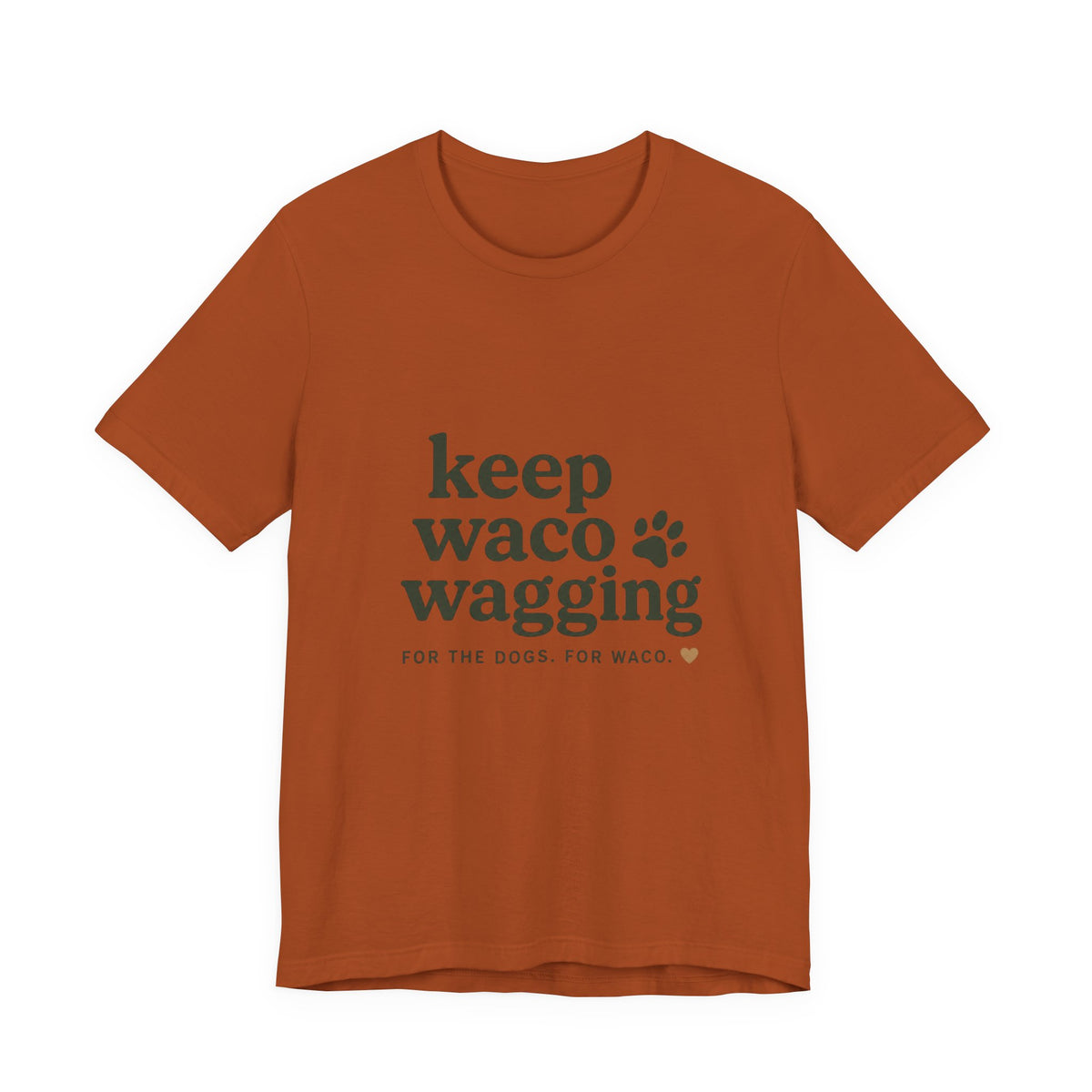 Walks & Treats Waco Streets tee — Waco skyline artwork on Autumn tee
