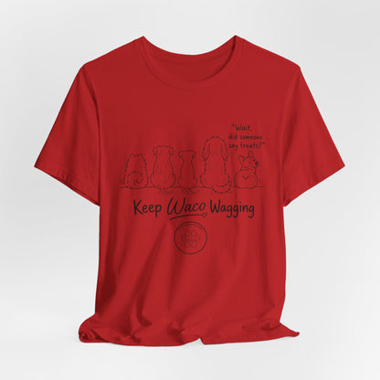 Keep Waco Wagging Dog T‑Shirt — Cute Paw Print Rescue Tee