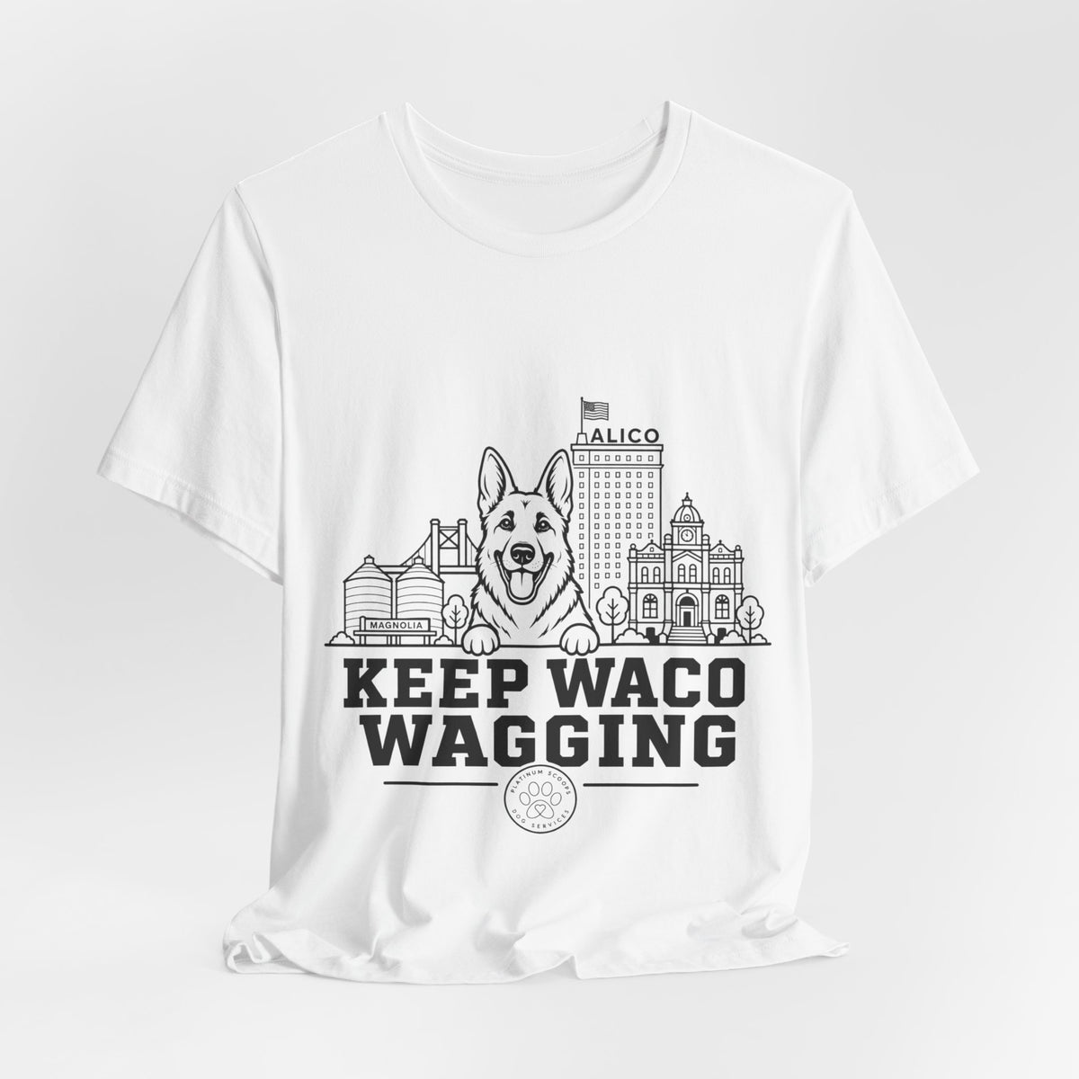 Keep Waco Wagging German Shepherd Edition — German Shepherd and Waco skyline artwork, packaging or scale reference