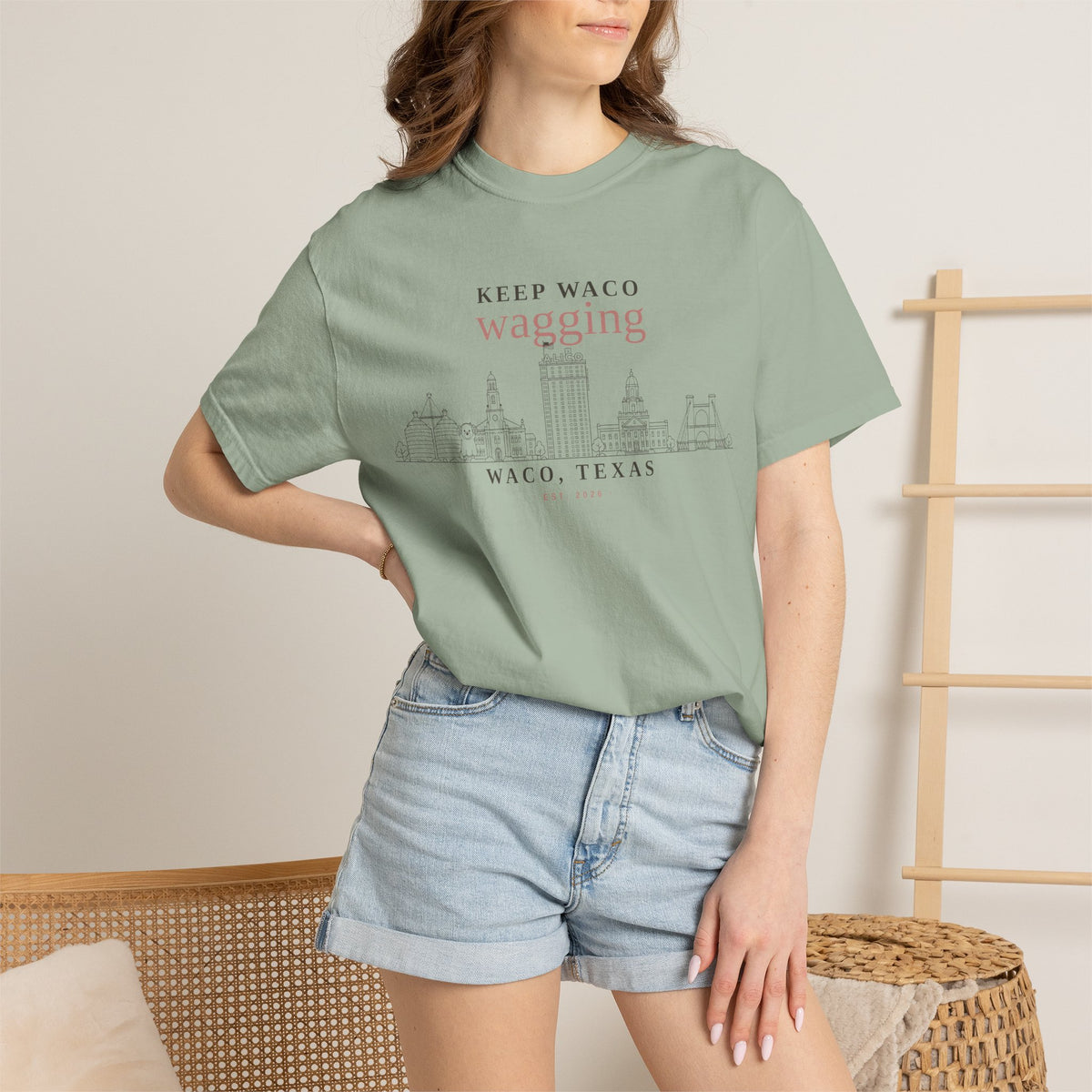 Keep Waco Wagging T-Shirt — Waco, Texas Skyline Tee