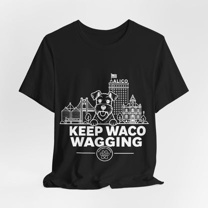 Keep Waco Wagging Schnauzer Edition — Schnauzer and Waco skyline artwork, packaging or scale reference