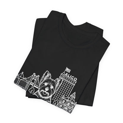 Keep Waco Wagging — Yorkie and Waco skyline artwork, packaging or scale reference