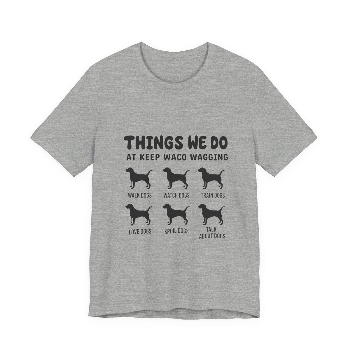 Dog Rescue Volunteer T-Shirt — Waco skyline artwork on Athletic Heather tee